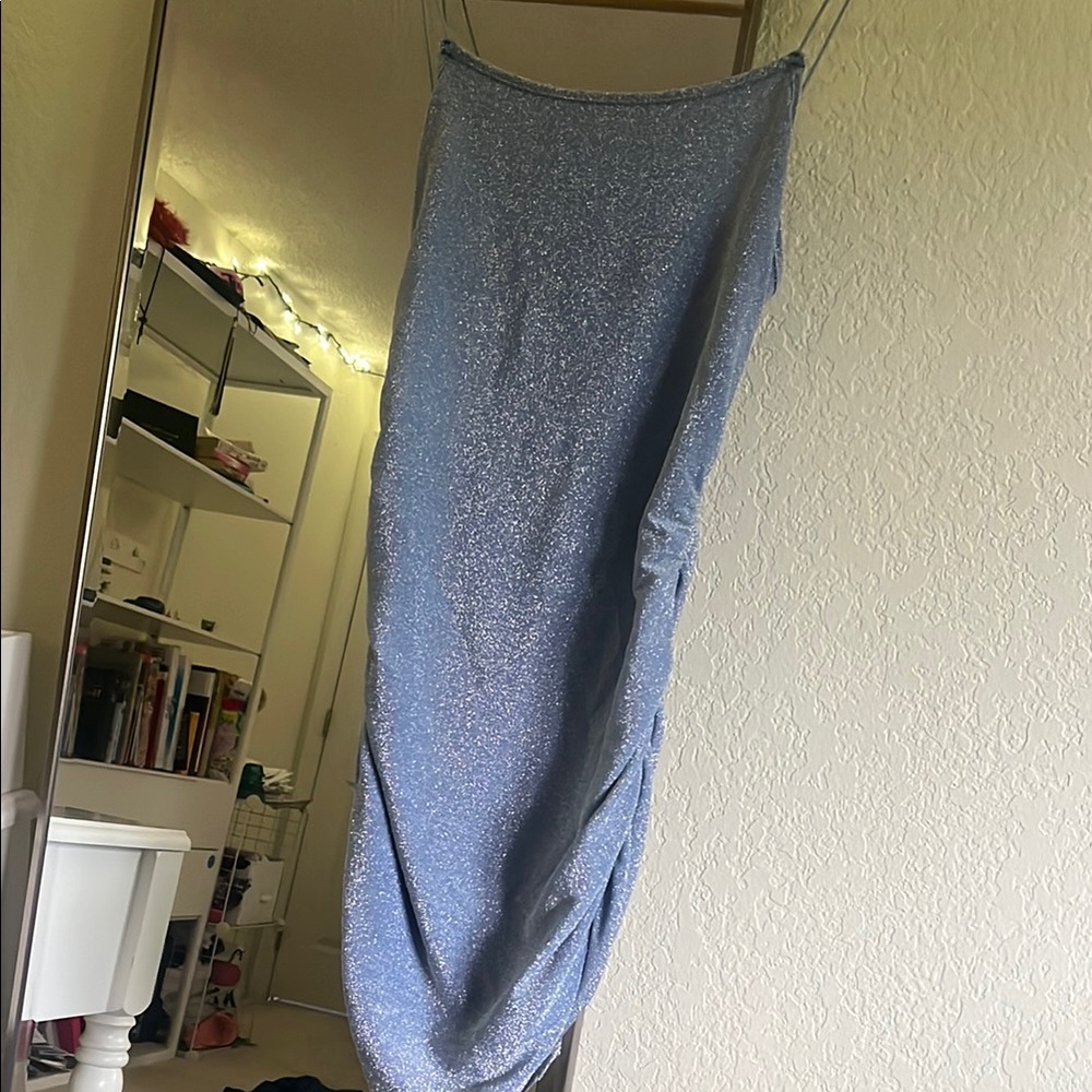 Blue Ruched Dress for Casual Wear